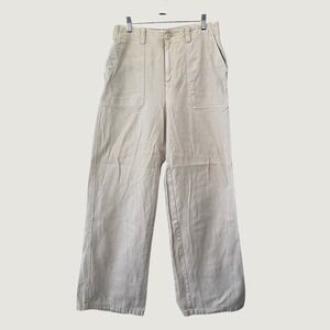 BP Nordstrom Wide Leg Utility Pants 28 Tan Cotton High Waist Workwear Aesthetic